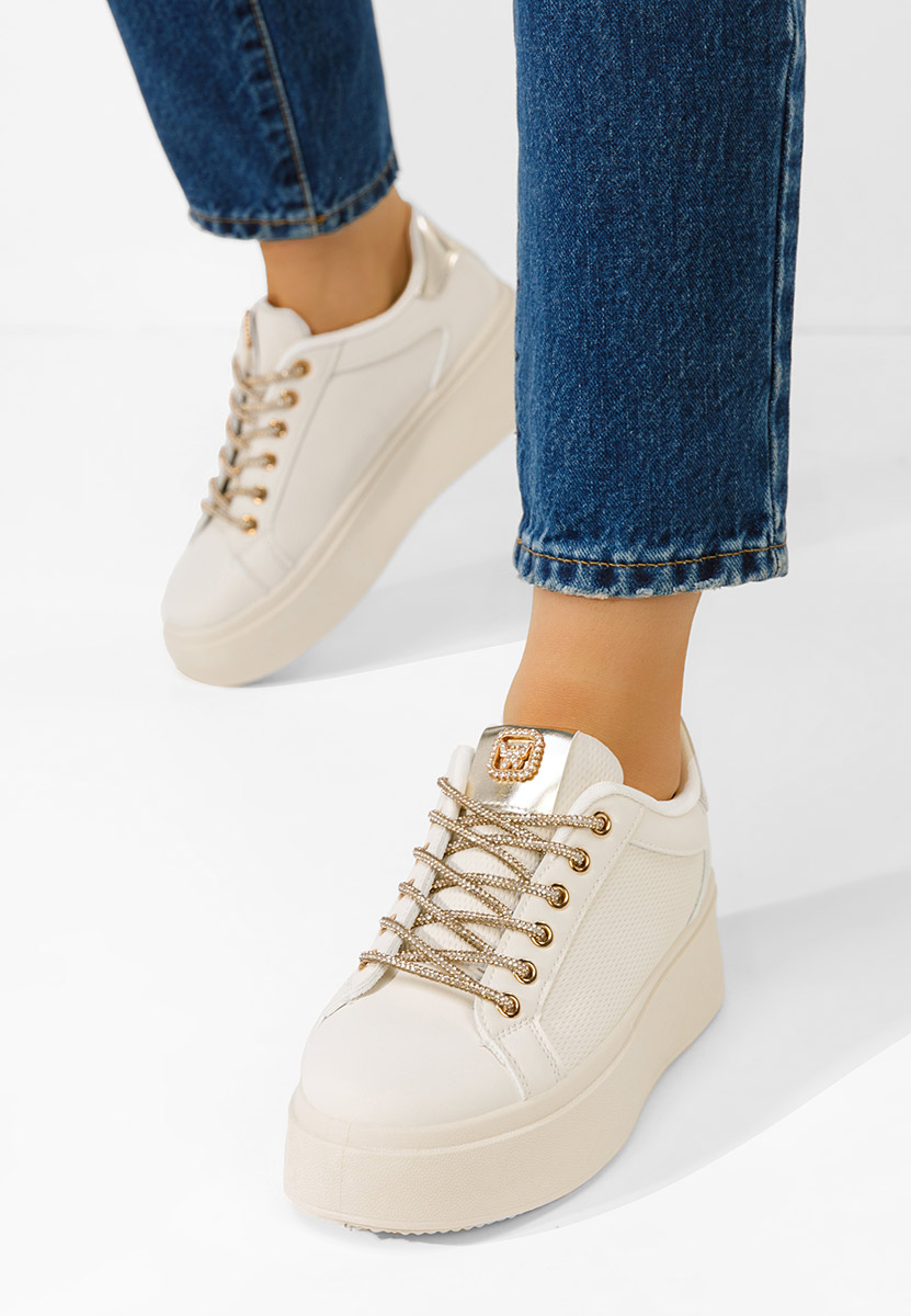 Beżowe sneakersy na platformie Shauna