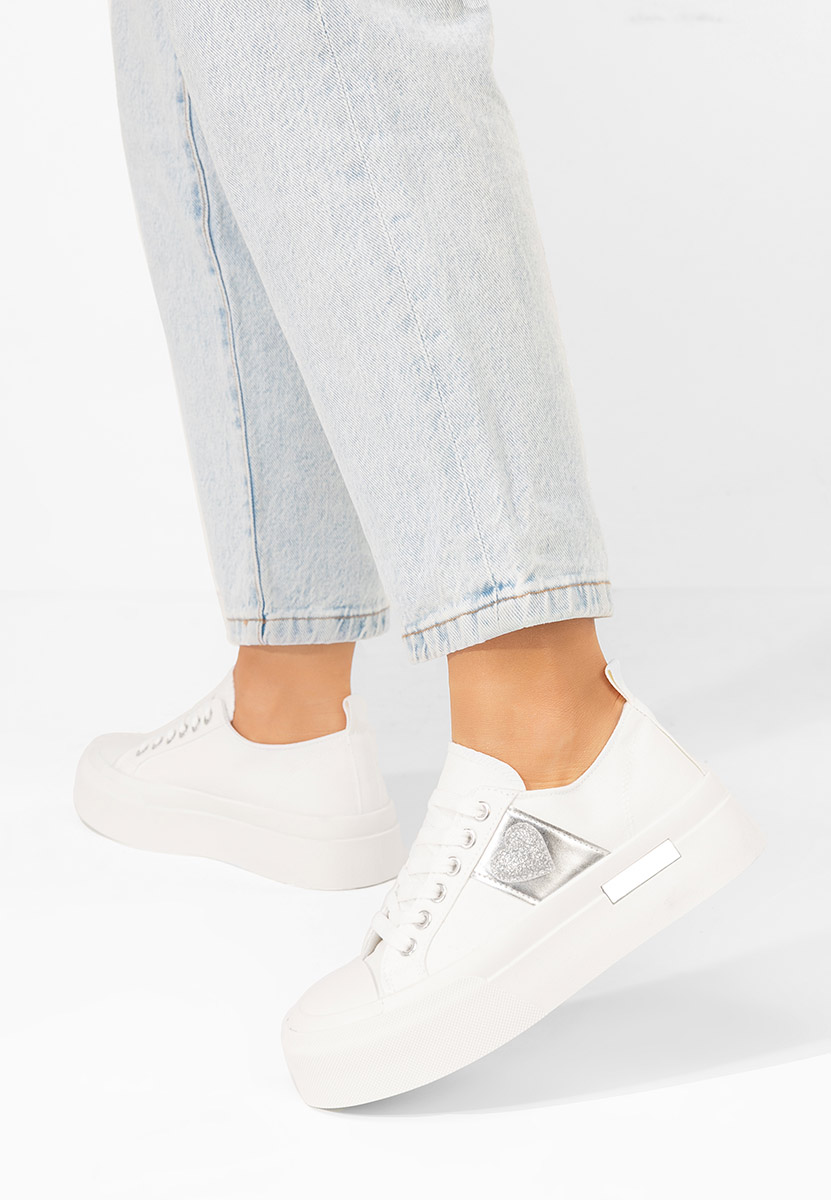 Białe sneakersy na platformie Anasty
