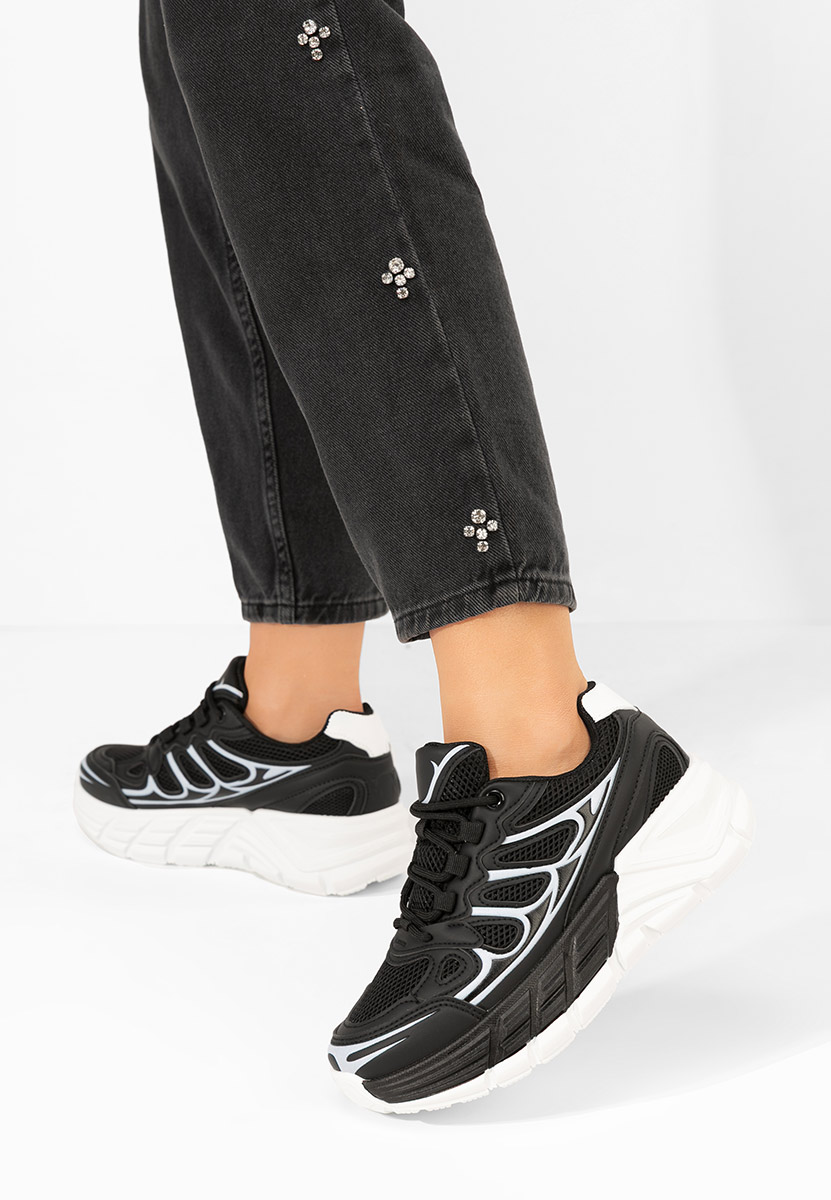 Czarne sneakersy na koturnie Amberly