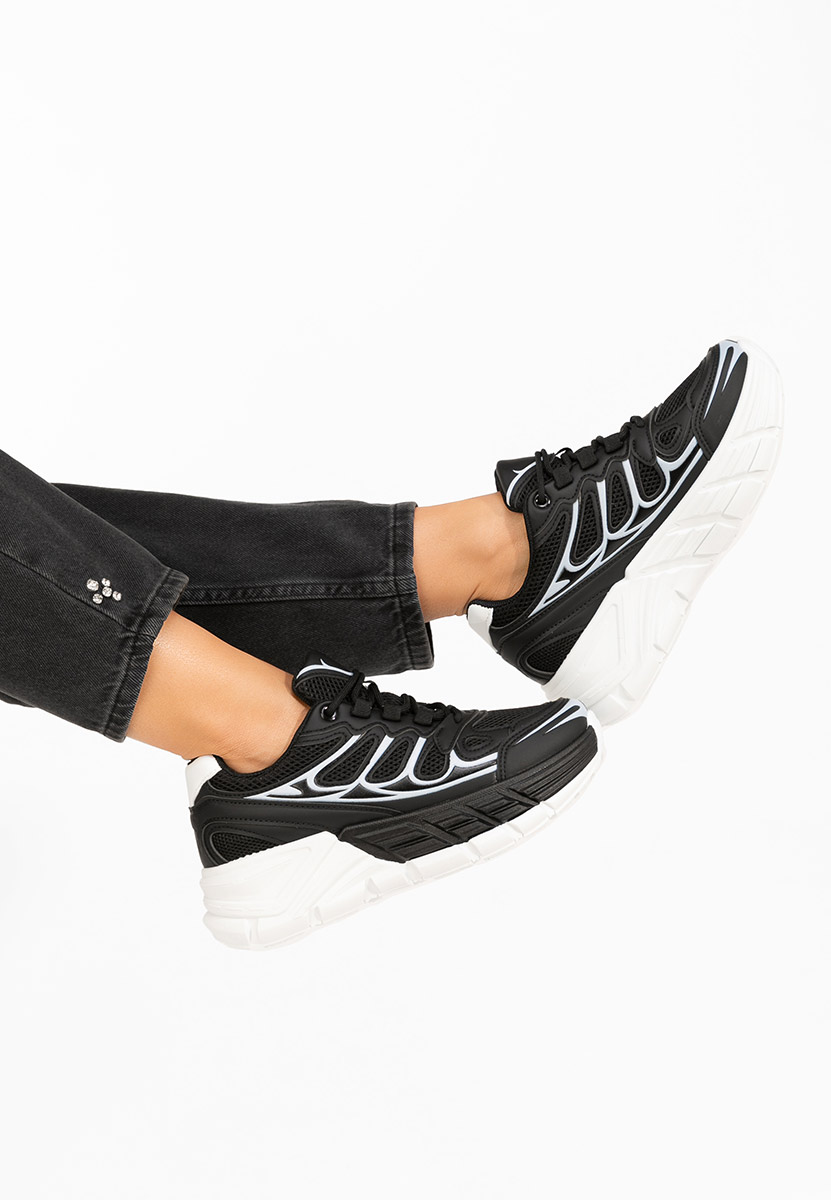 Czarne sneakersy na koturnie Amberly