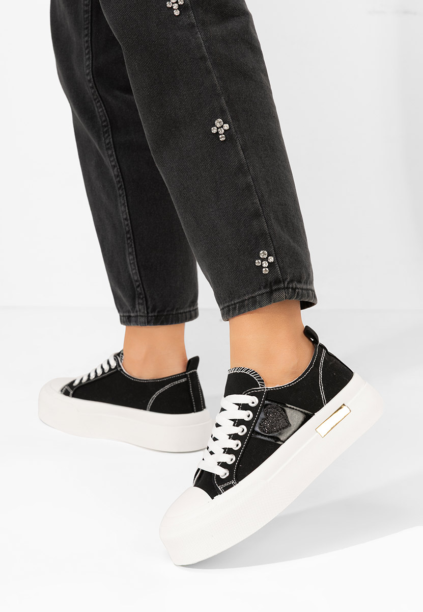 Czarne sneakersy na platformie Anasty