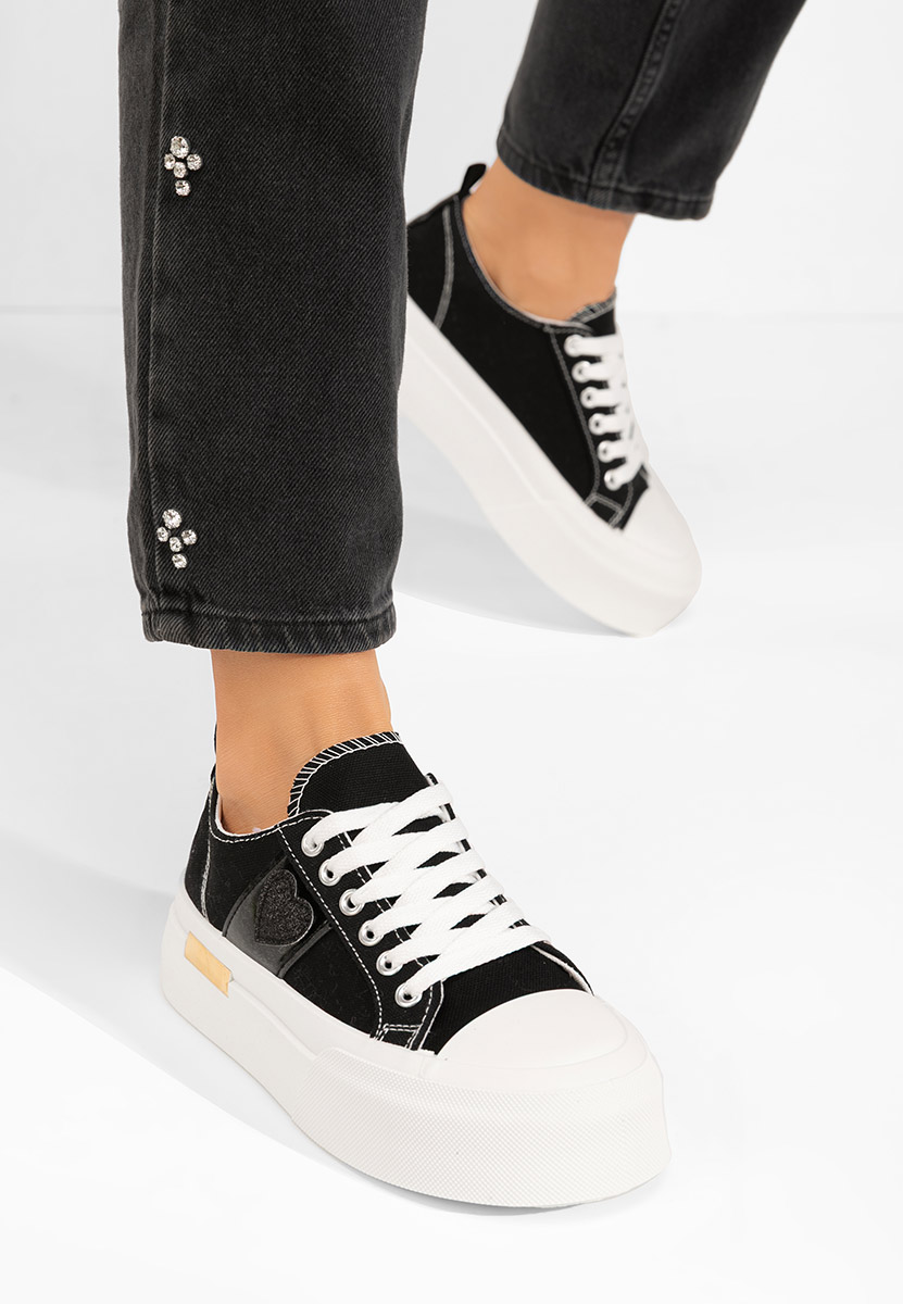 Czarne sneakersy na platformie Anasty