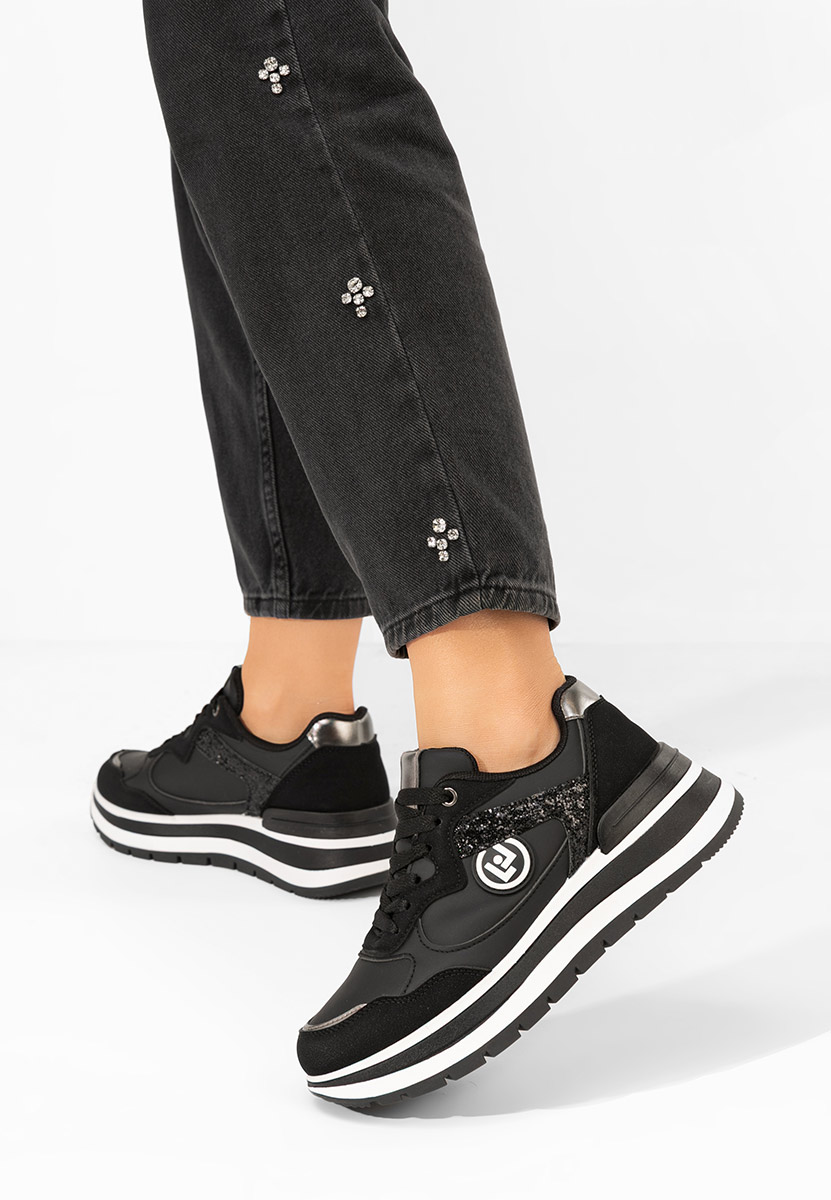 Czarne sneakersy na platformie Nohemi