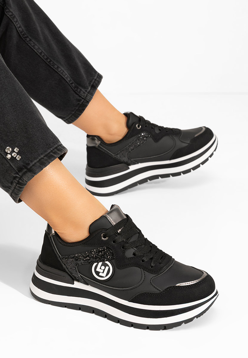 Czarne sneakersy na platformie Nohemi