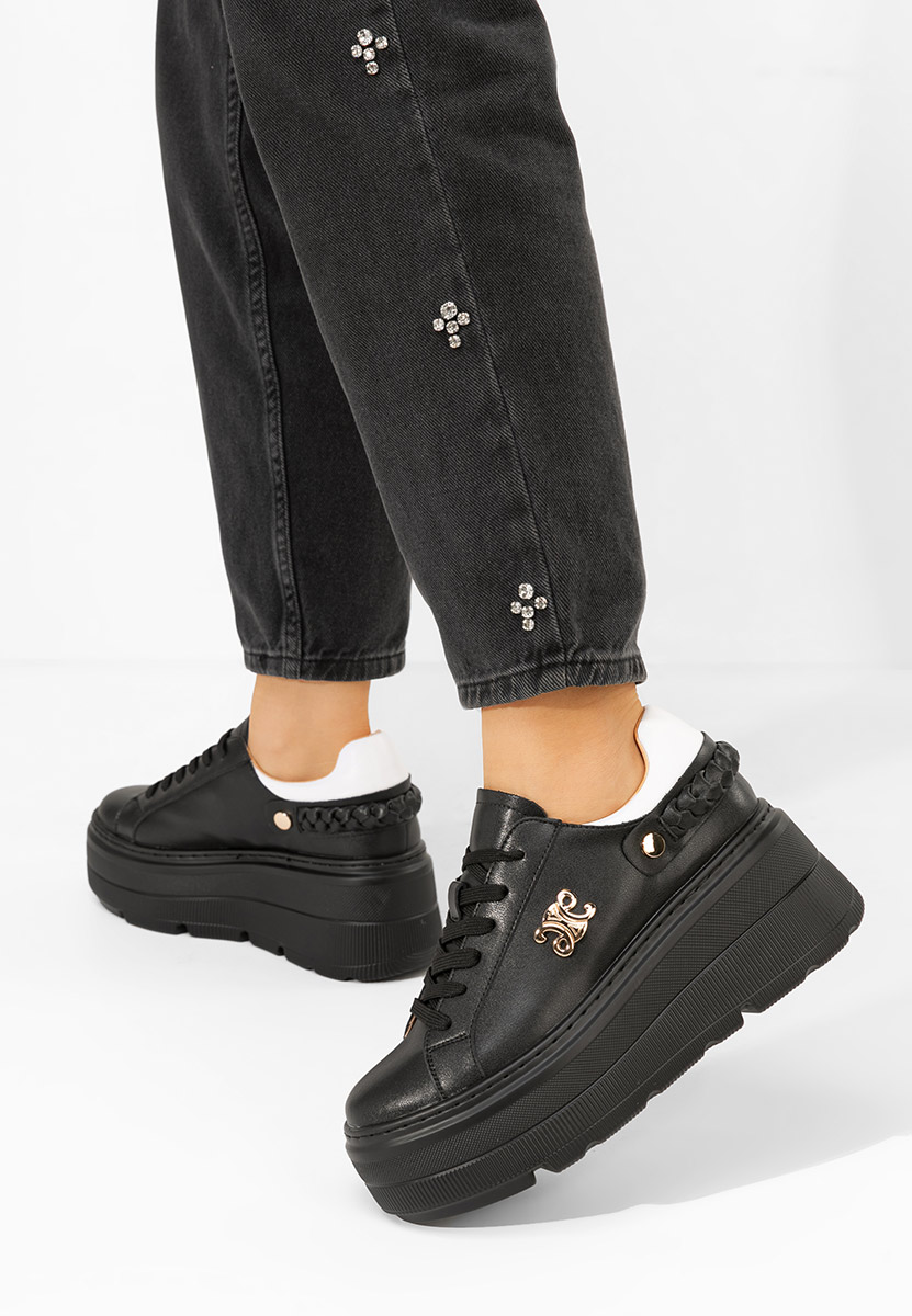 Czarne sneakersy na platformie Blanch