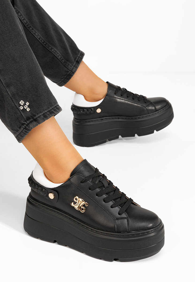 Czarne sneakersy na platformie Blanch