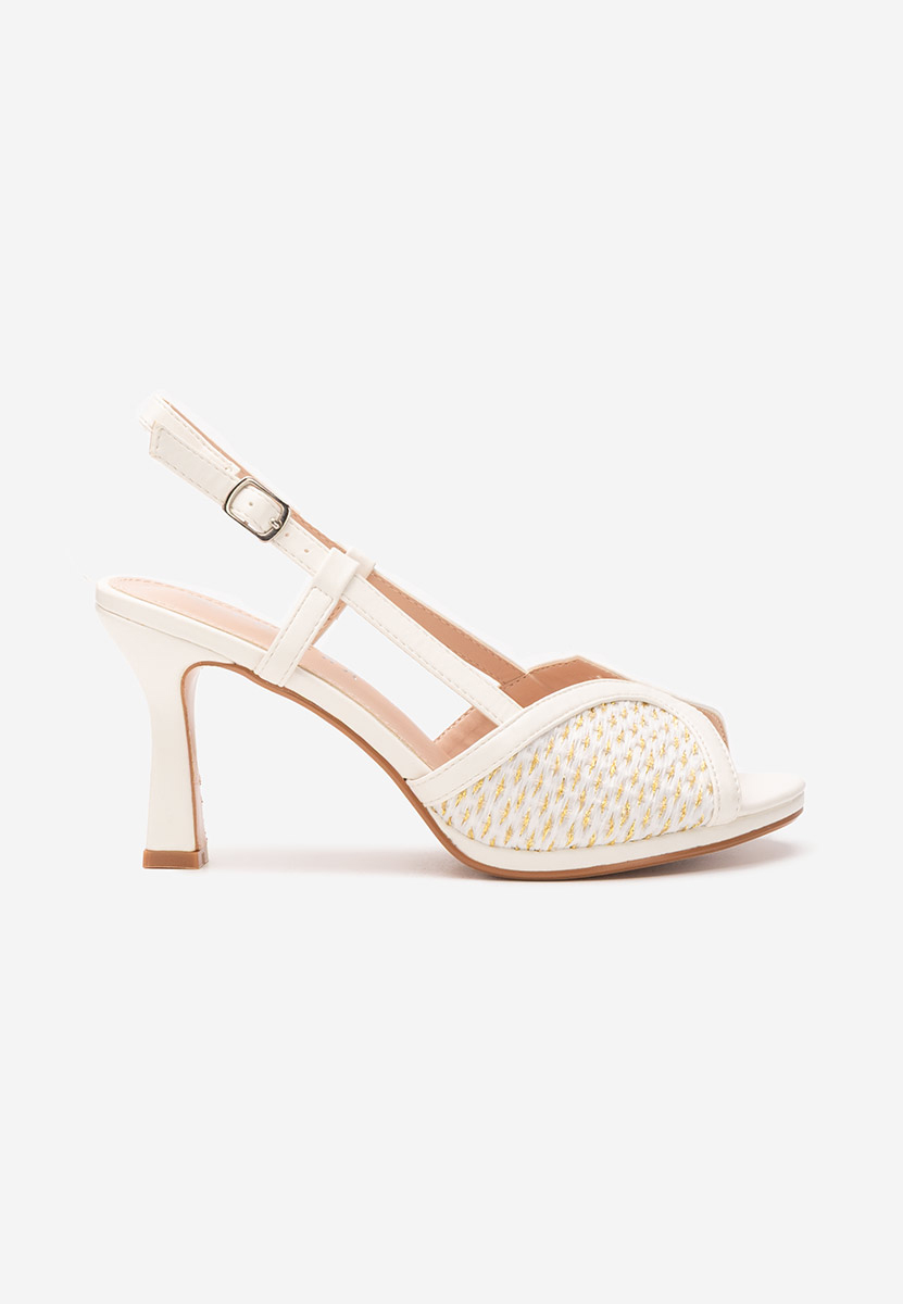 Białe sandaly na obcasie Wave