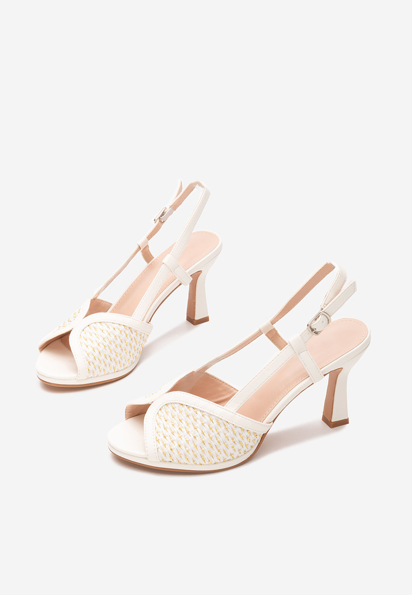 Białe sandaly na obcasie Wave