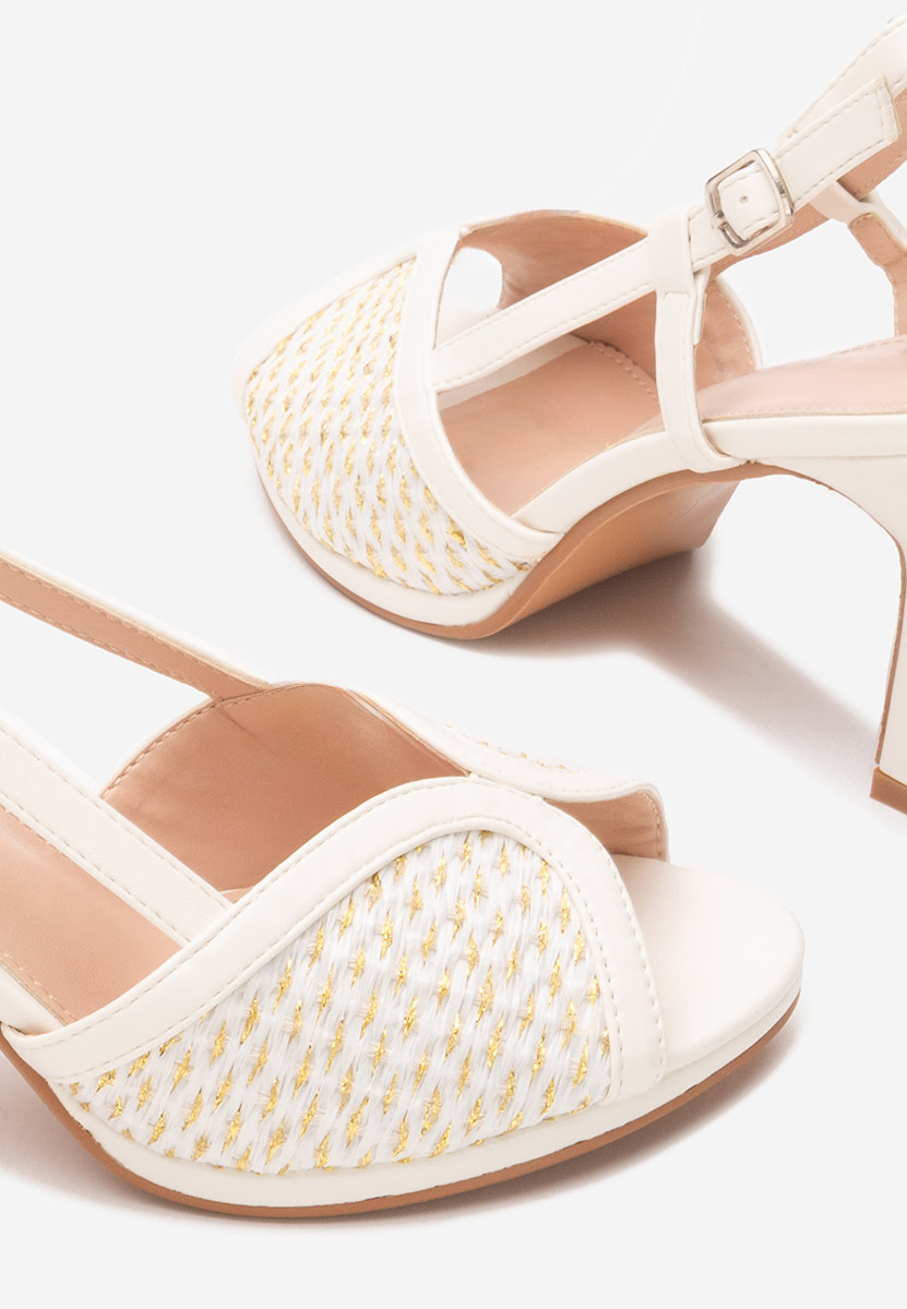 Białe sandaly na obcasie Wave
