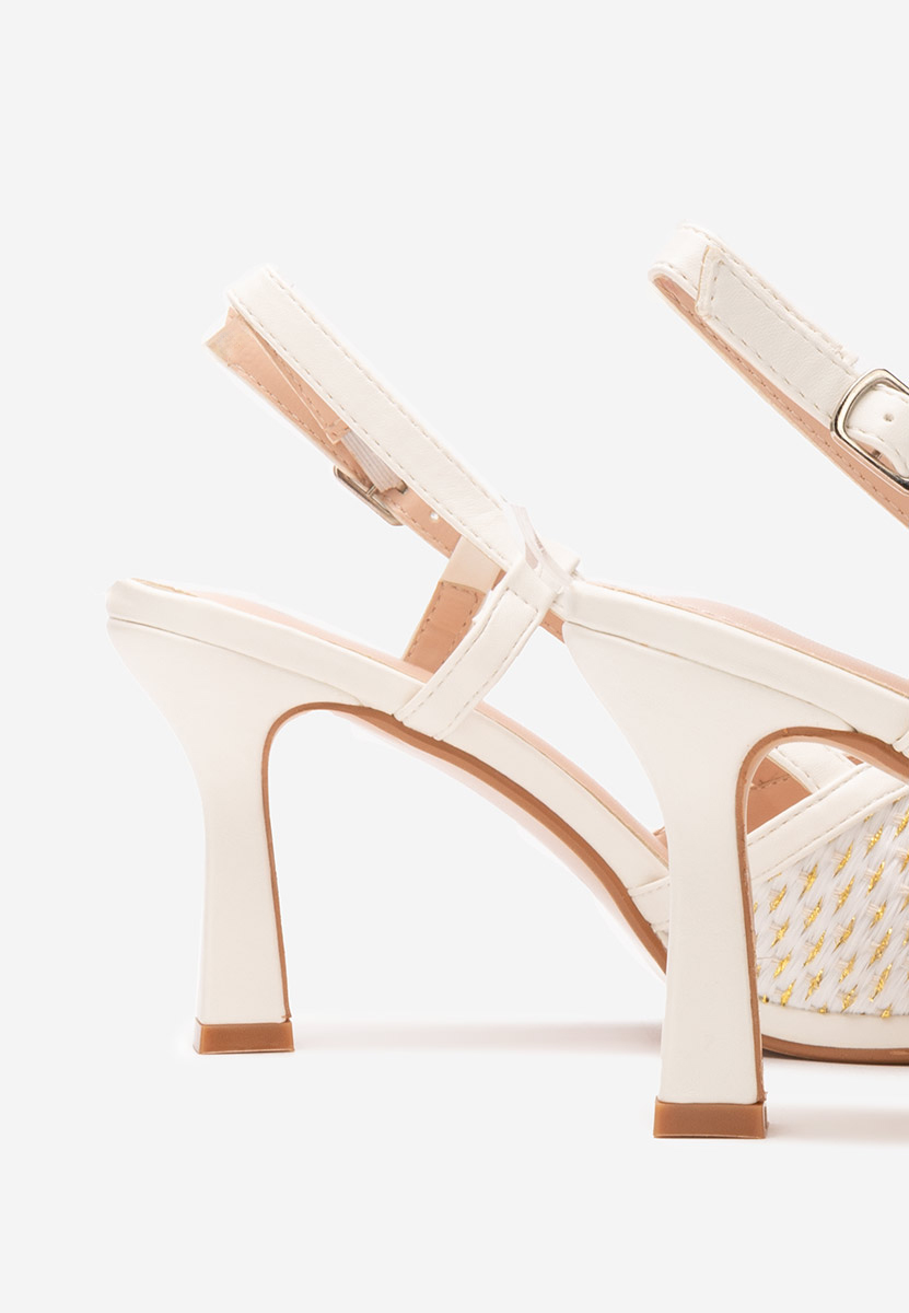 Białe sandaly na obcasie Wave