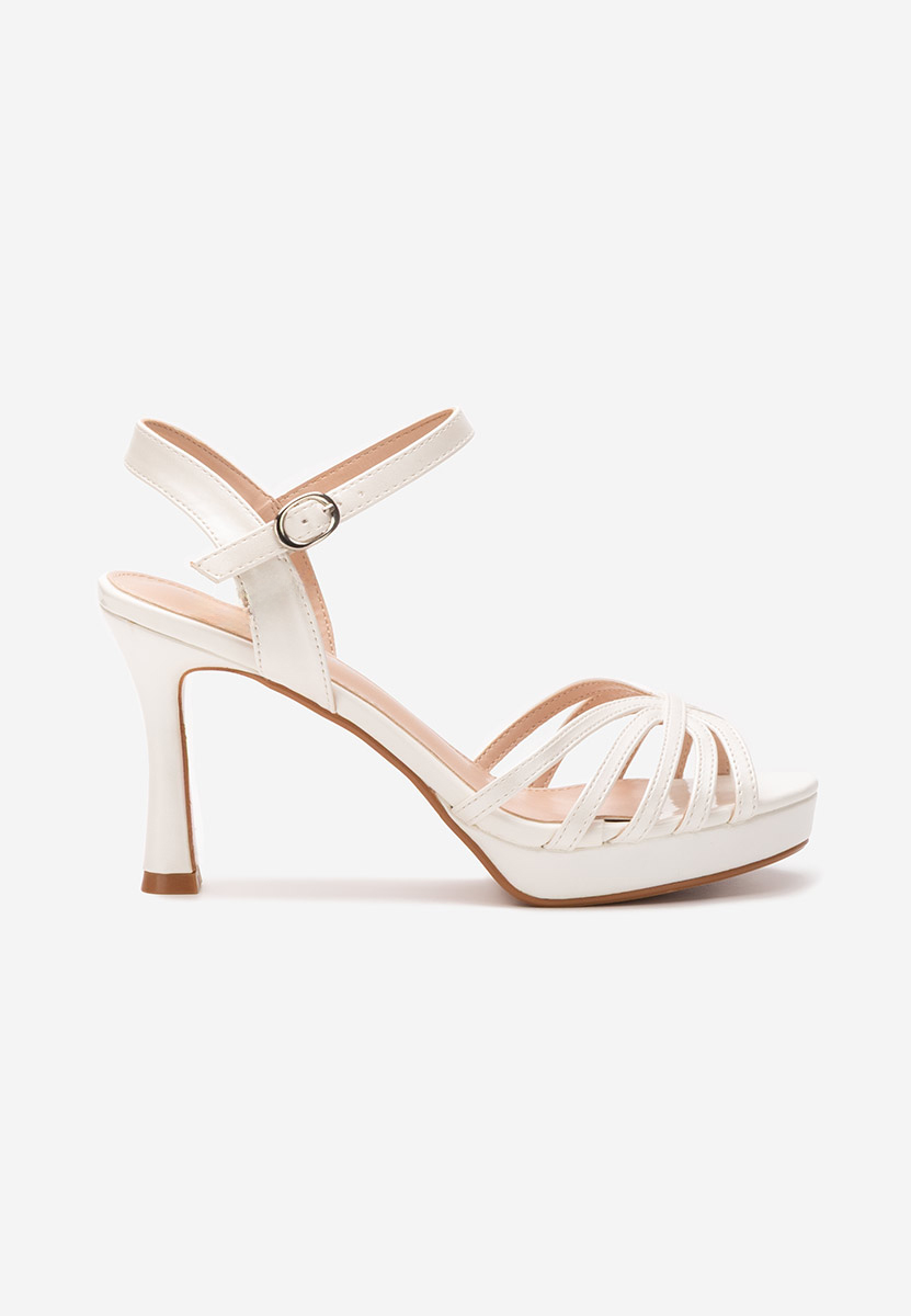 Białe sandały na szpilce Jody