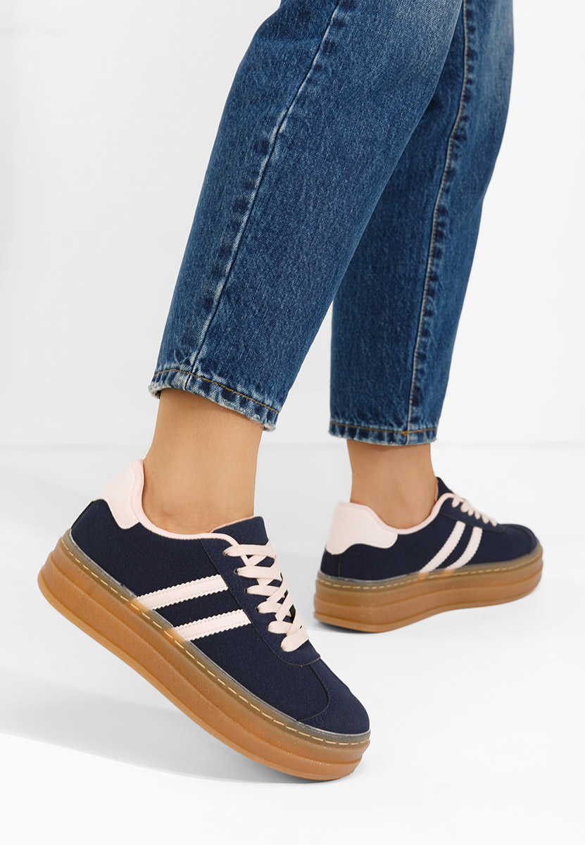 Granatowe sneakersy na platformie Joela