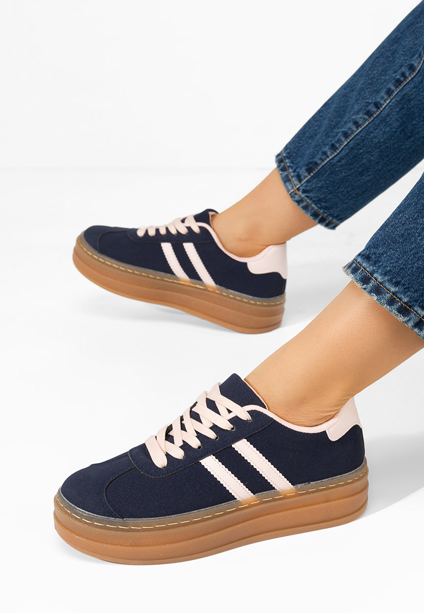 Granatowe sneakersy na platformie Joela