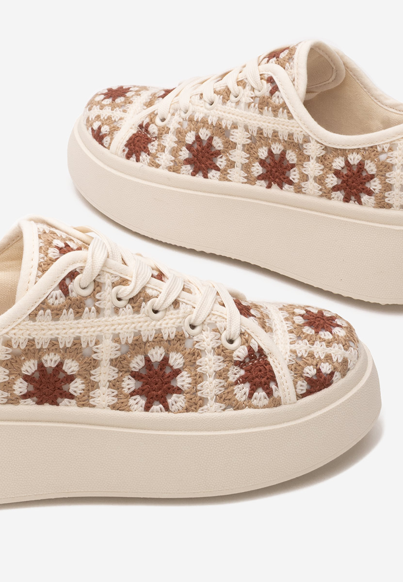 Khaki sneakersy na platformie Maricruz