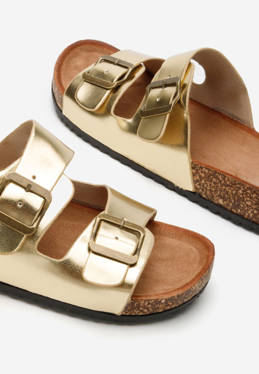 Złote klapki damskie Janeti