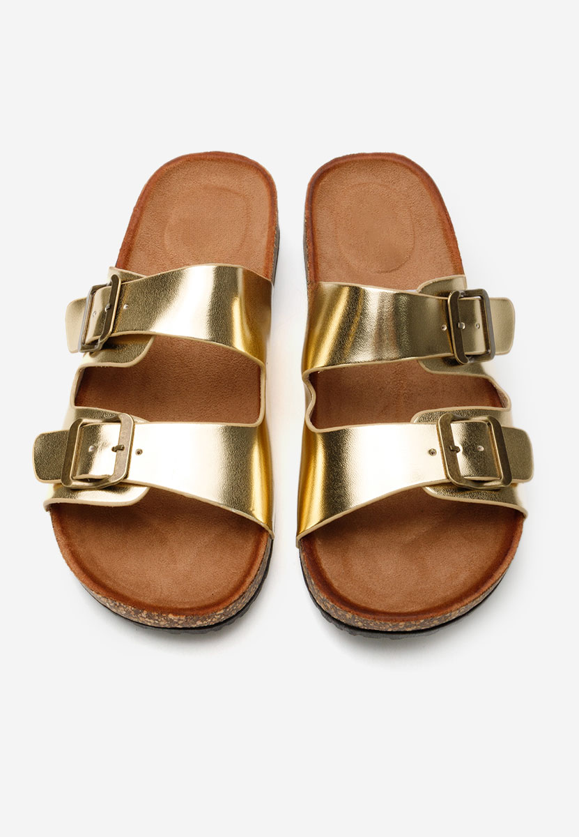 Złote klapki damskie Janeti