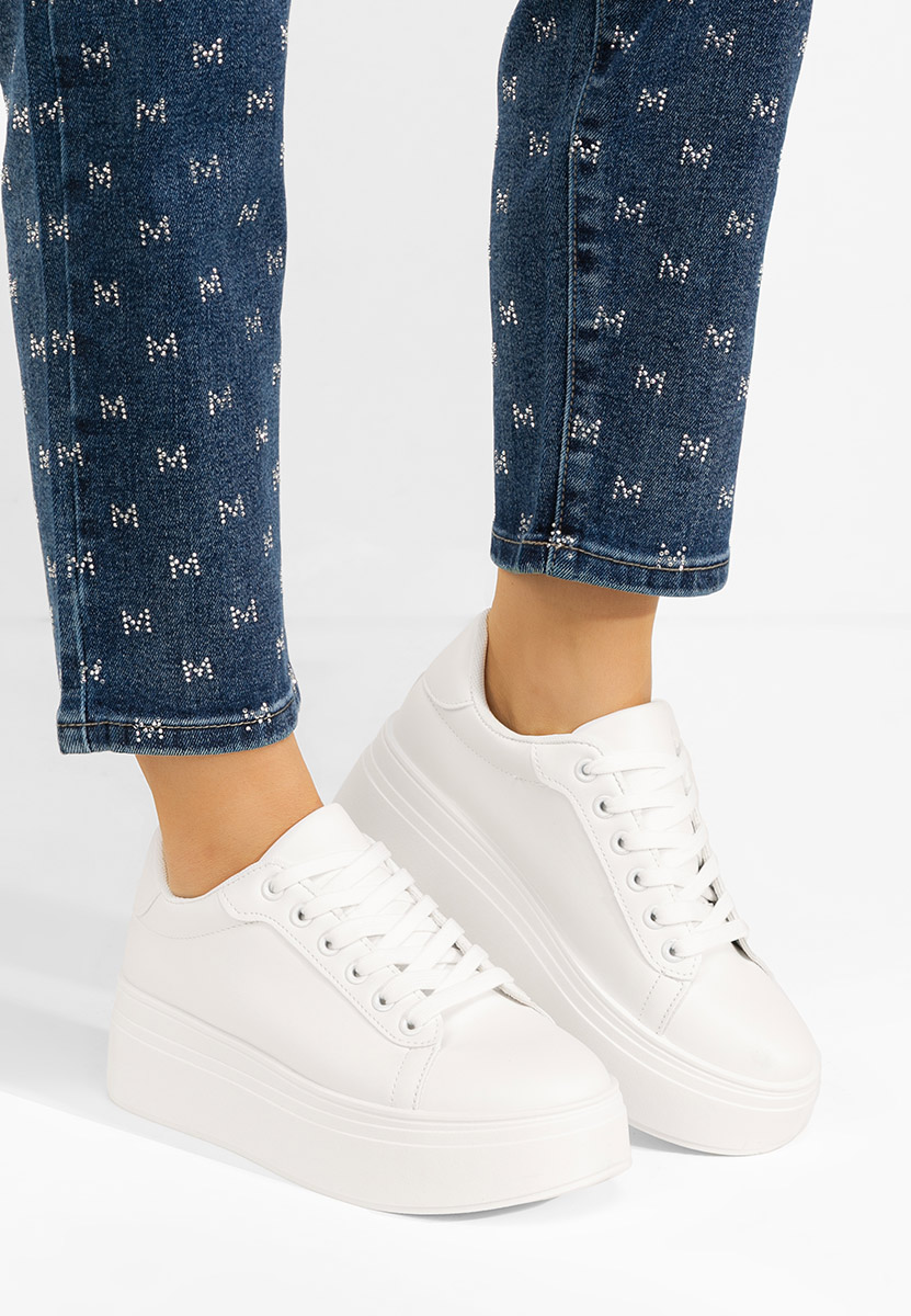Białe sneakersy na platformie Albea
