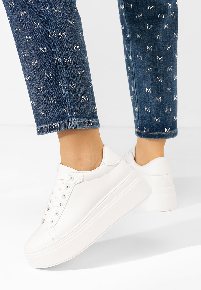 Białe sneakersy na platformie Albea