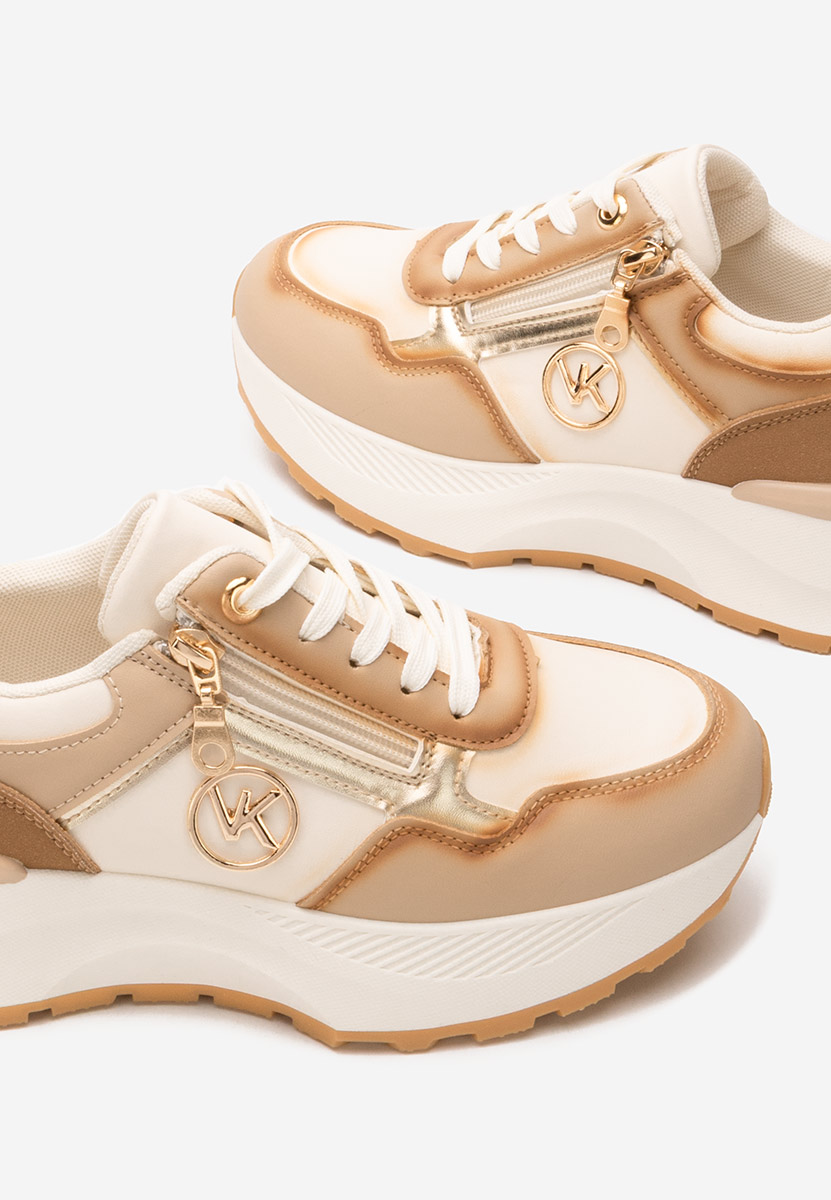 Beżowe sneakersy na platformie Viktoria