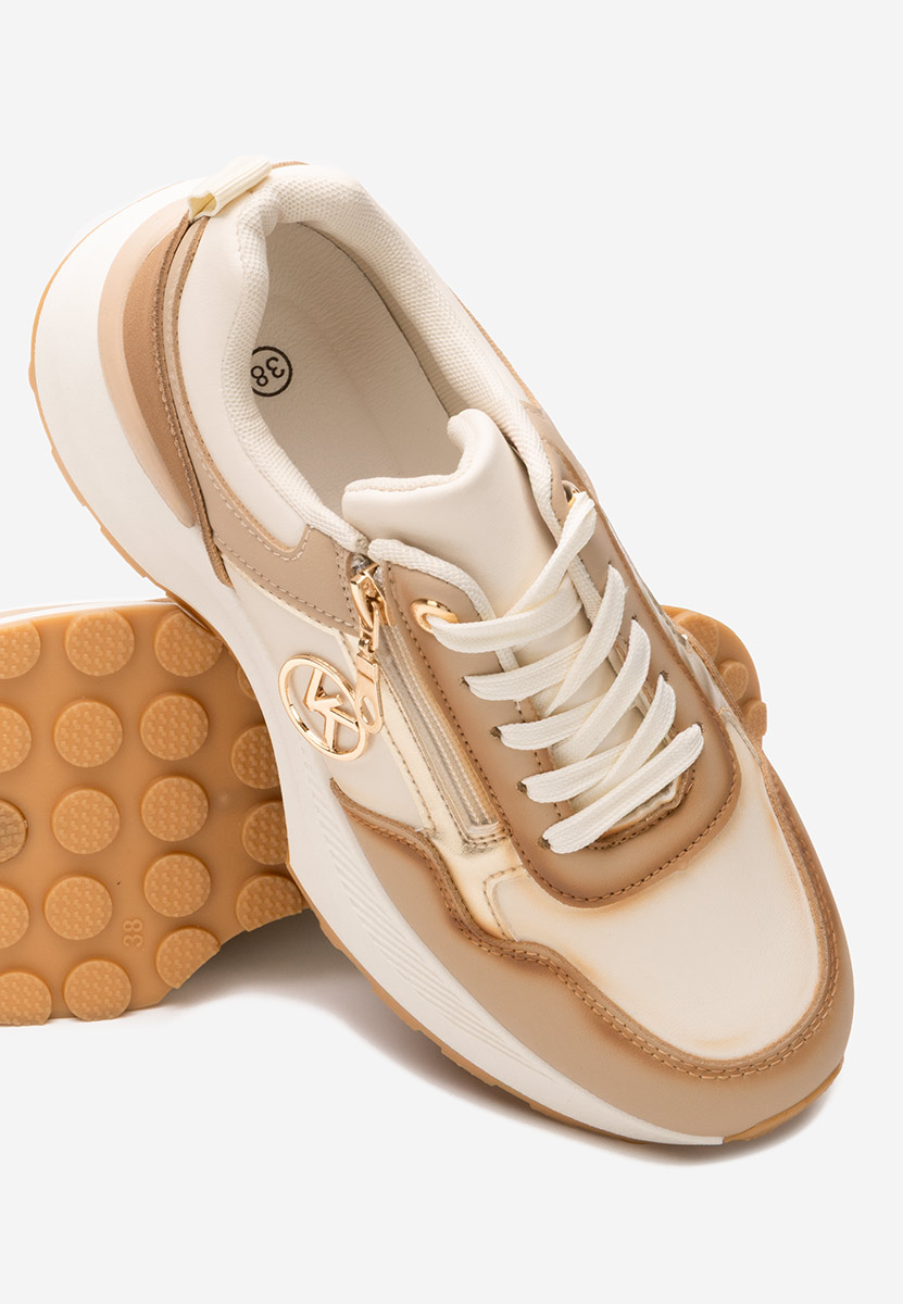 Beżowe sneakersy na platformie Viktoria