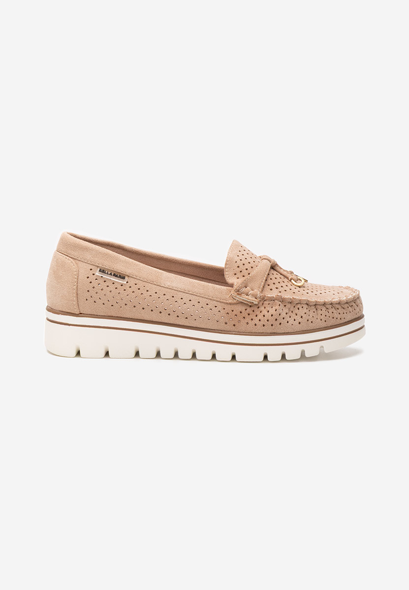 Khaki letnie mokasyny damskie Manise V4