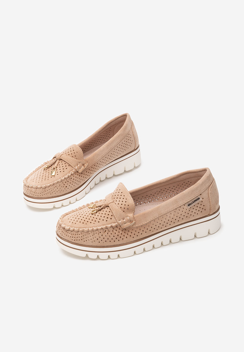 Khaki letnie mokasyny damskie Manise V4