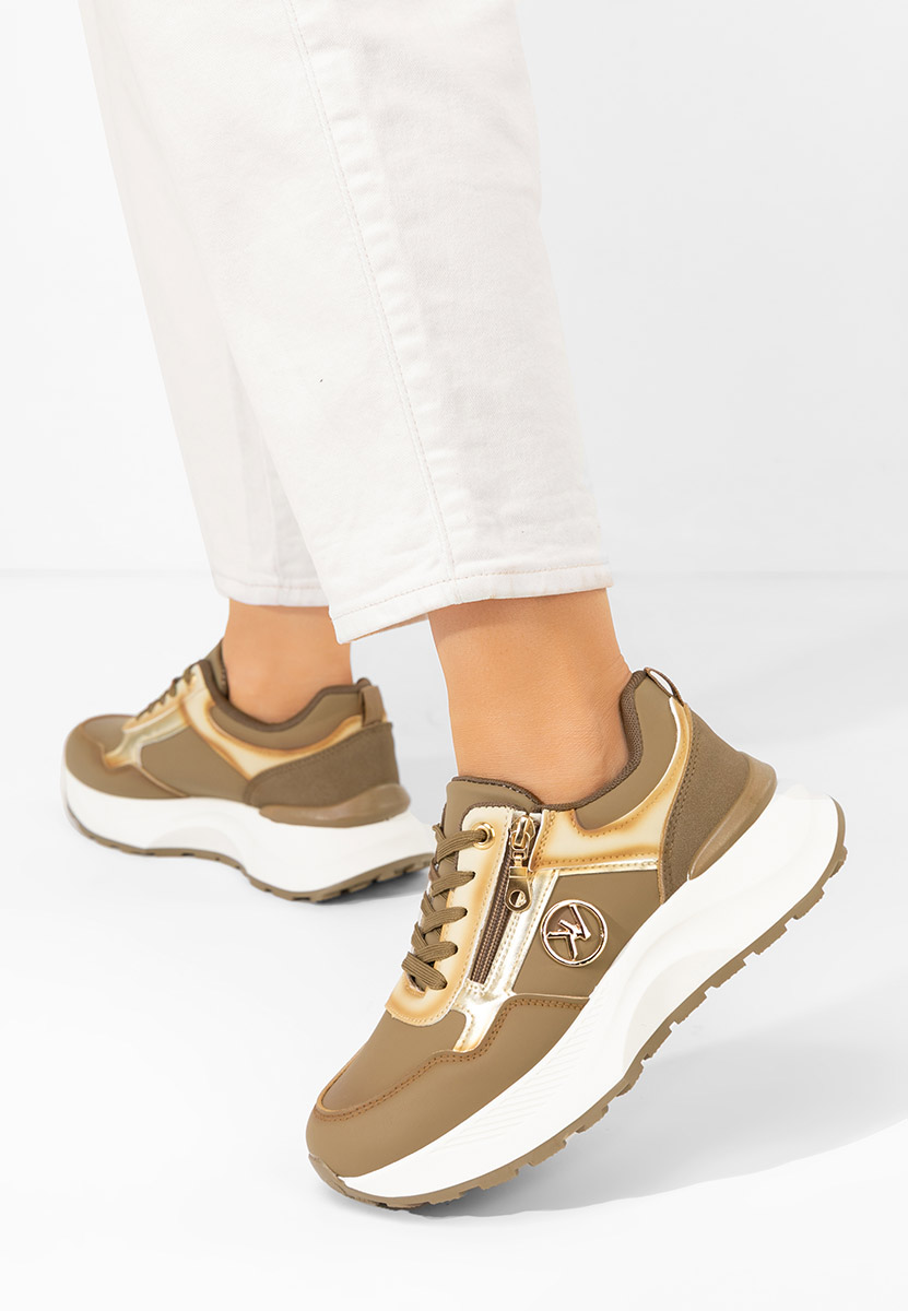 Khaki sneakersy na platformie Viktoria
