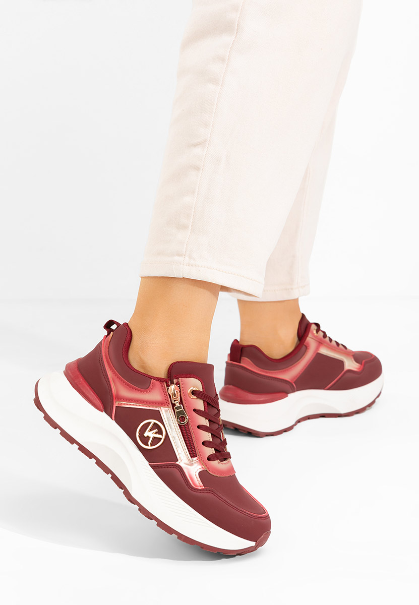 Czerwone sneakersy na platformie Viktoria