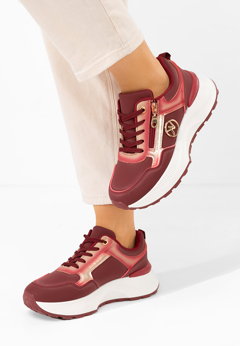 Czerwone sneakersy na platformie Viktoria