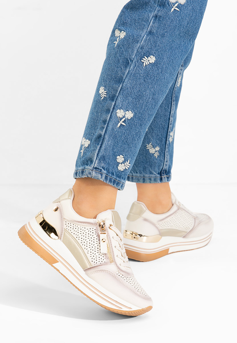 Beżowe sneakersy na platformie Reita
