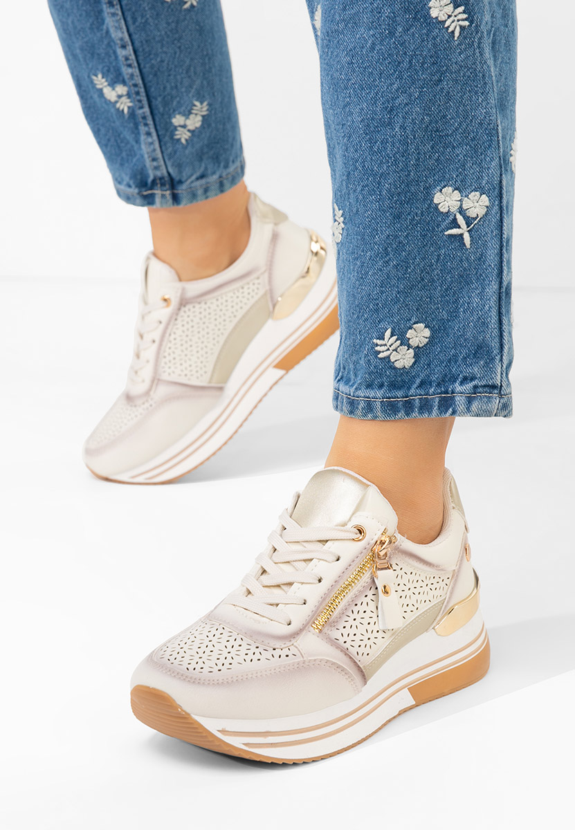 Beżowe sneakersy na platformie Reita