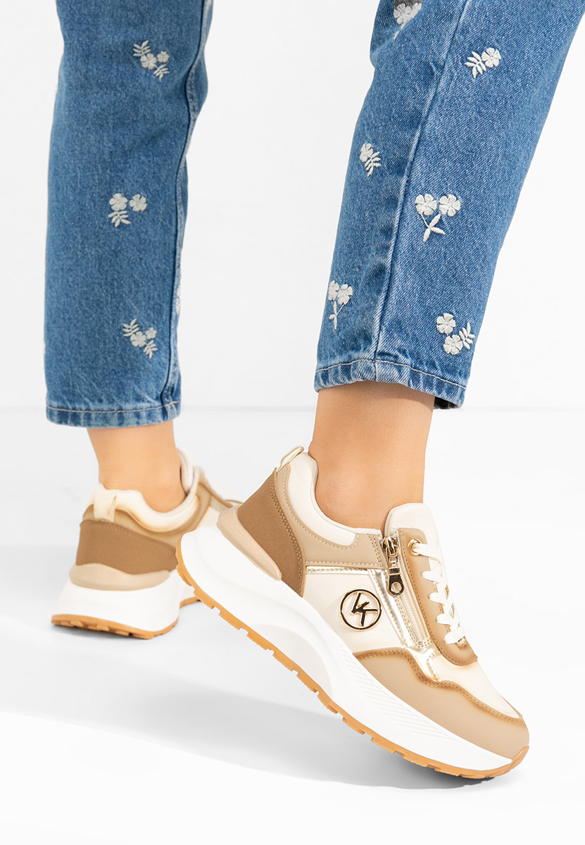 Beżowe sneakersy na platformie Viktoria