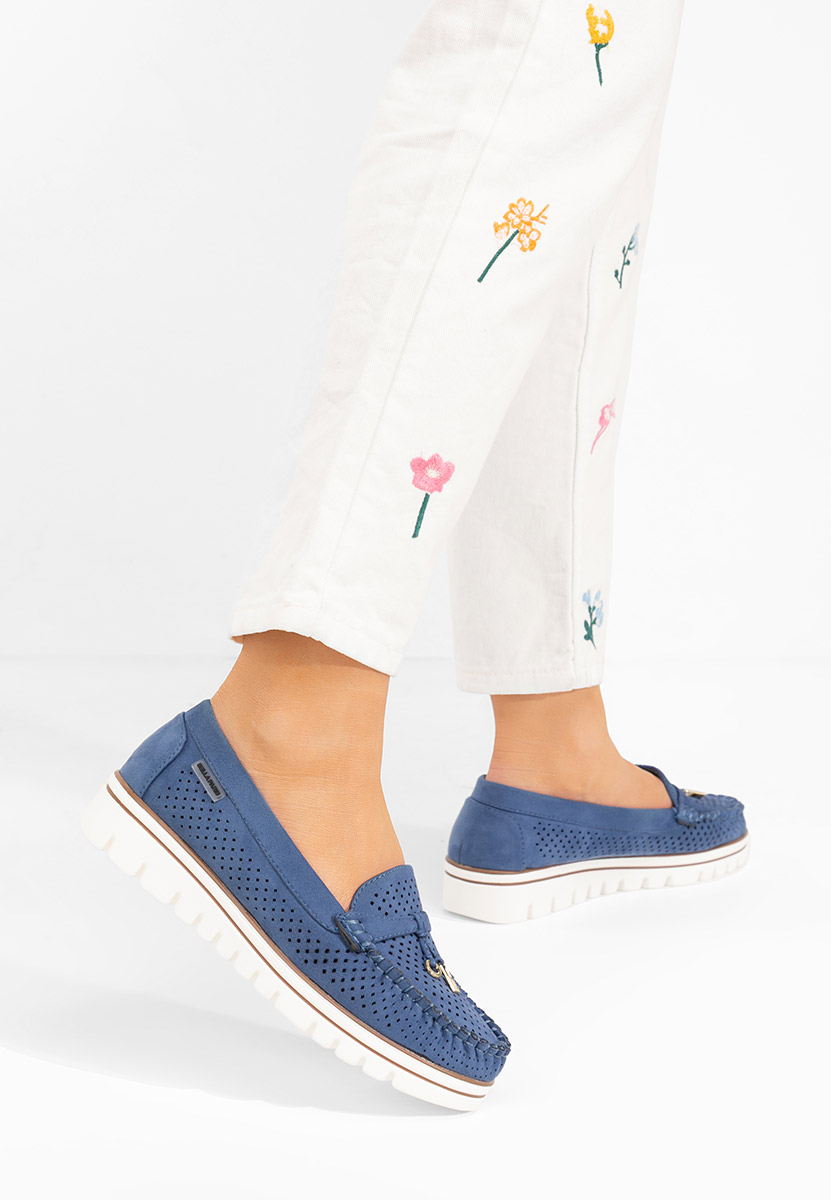 Niebieskie letnie mokasyny damskie Manise V4
