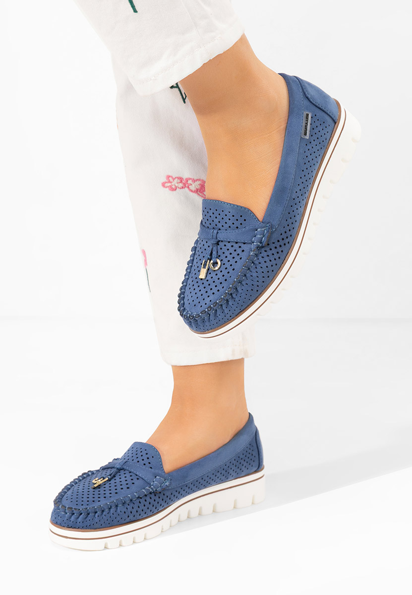 Niebieskie letnie mokasyny damskie Manise V4