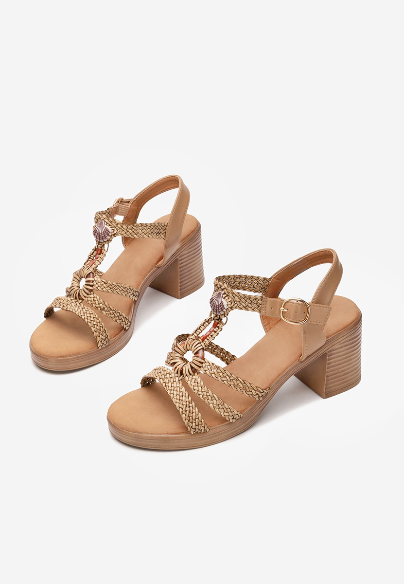 Khaki sandały na słupku Phylicia