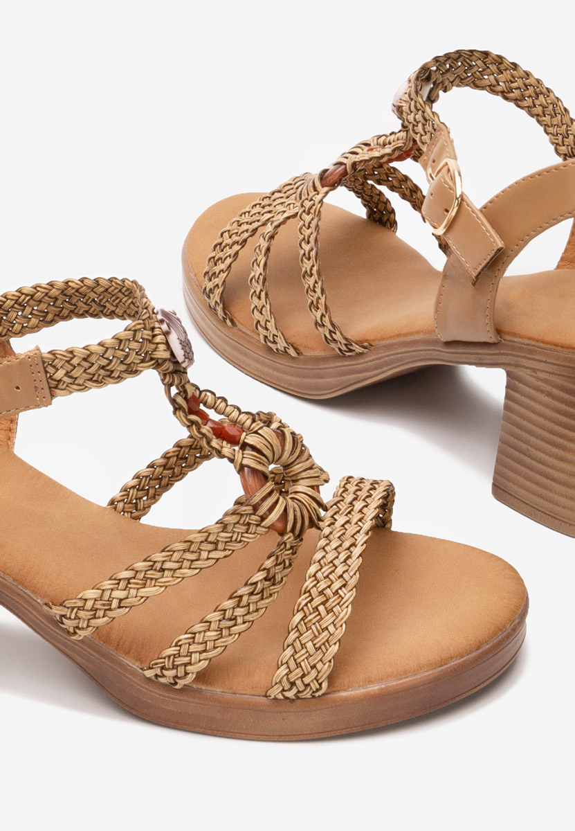 Khaki sandały na słupku Phylicia