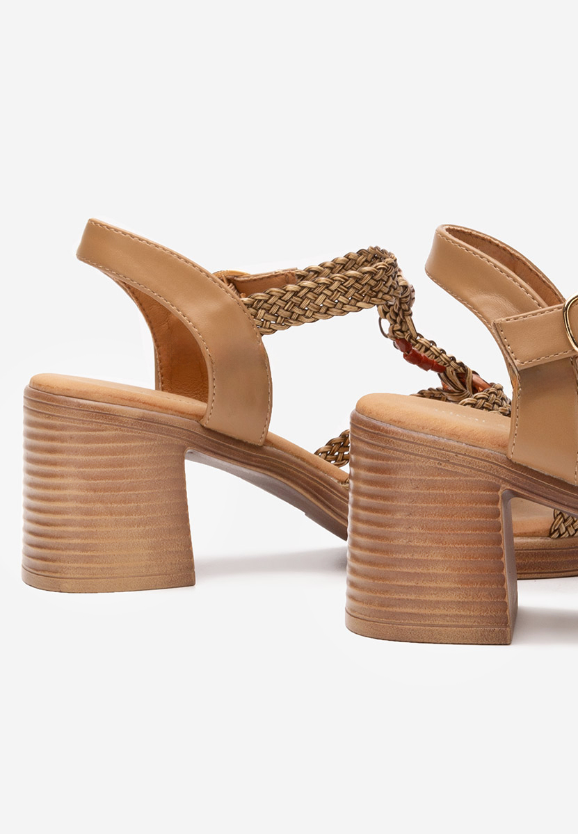 Khaki sandały na słupku Phylicia