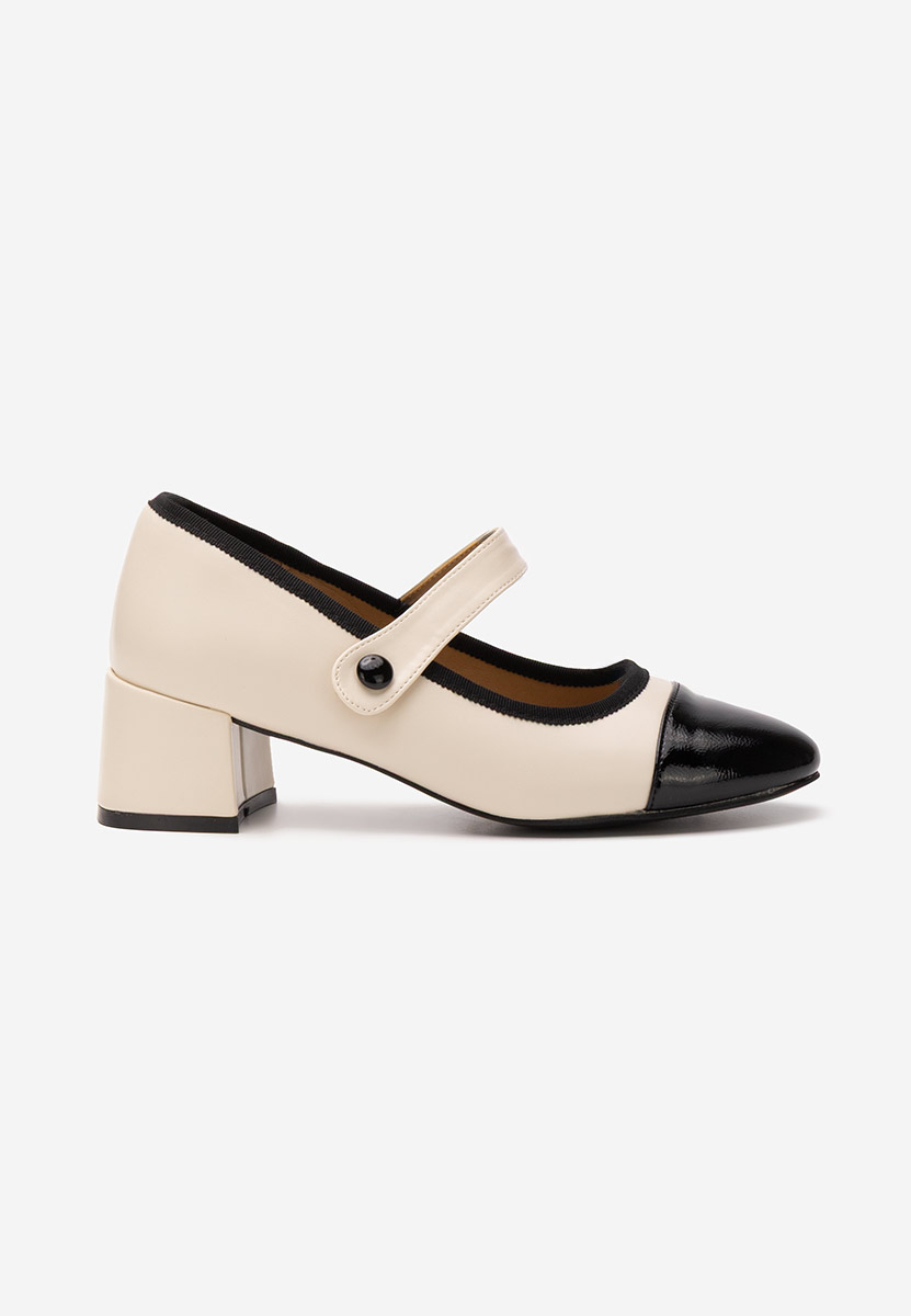 Beżowe czółenka na słupku Vanila