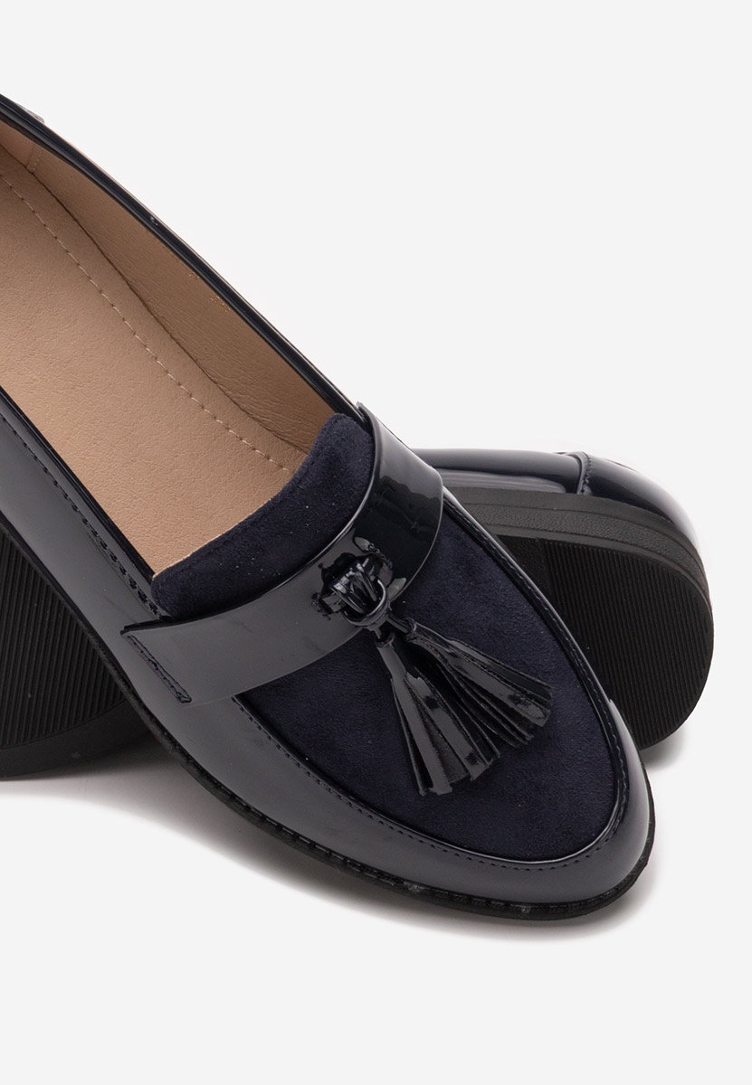 Niebieskie eleganckie mokasyny damskie Kayia