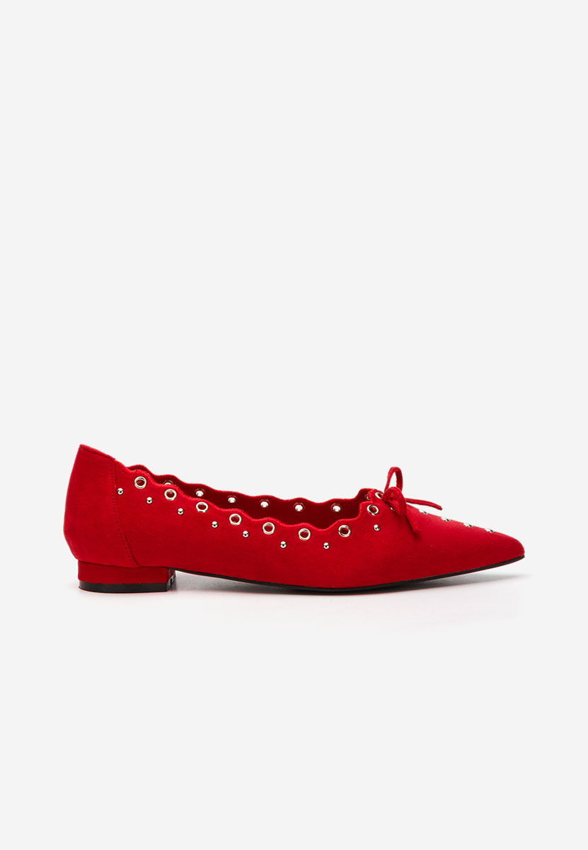 Czerwone eleganckie baleriny Sharyna