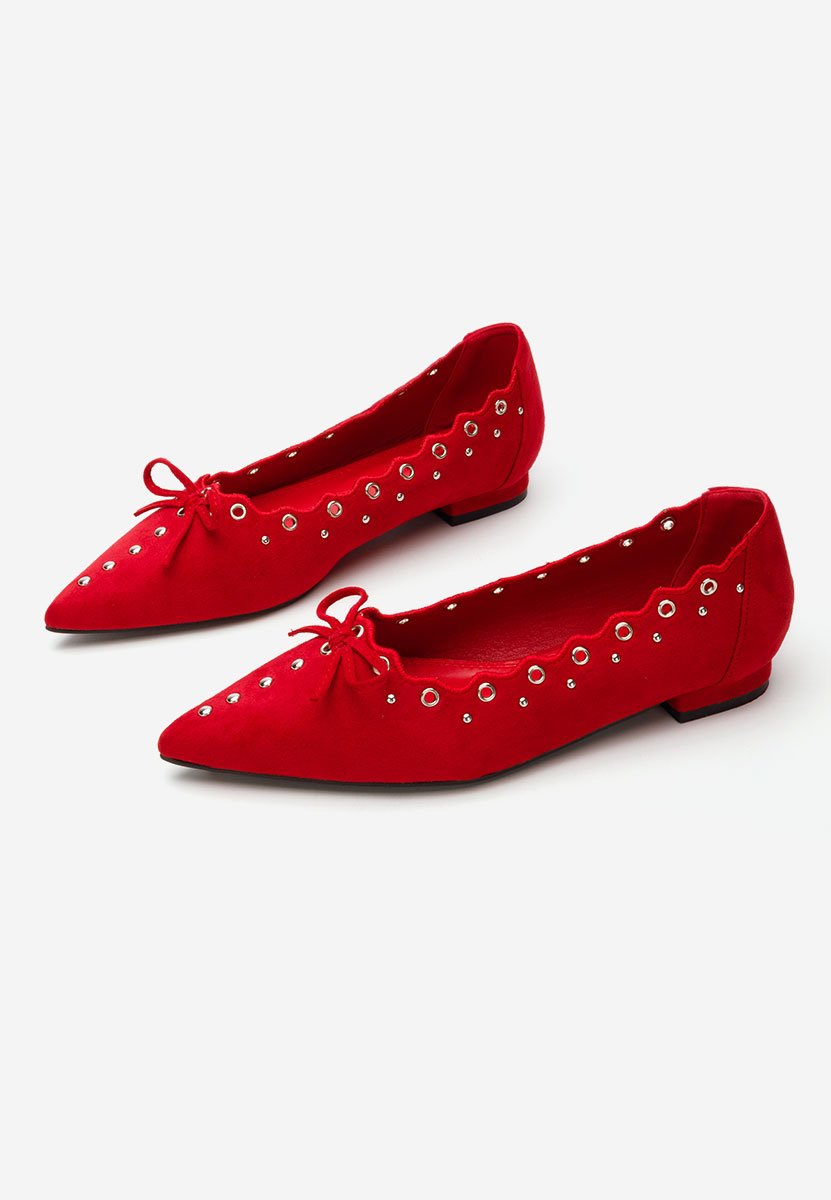 Czerwone eleganckie baleriny Sharyna