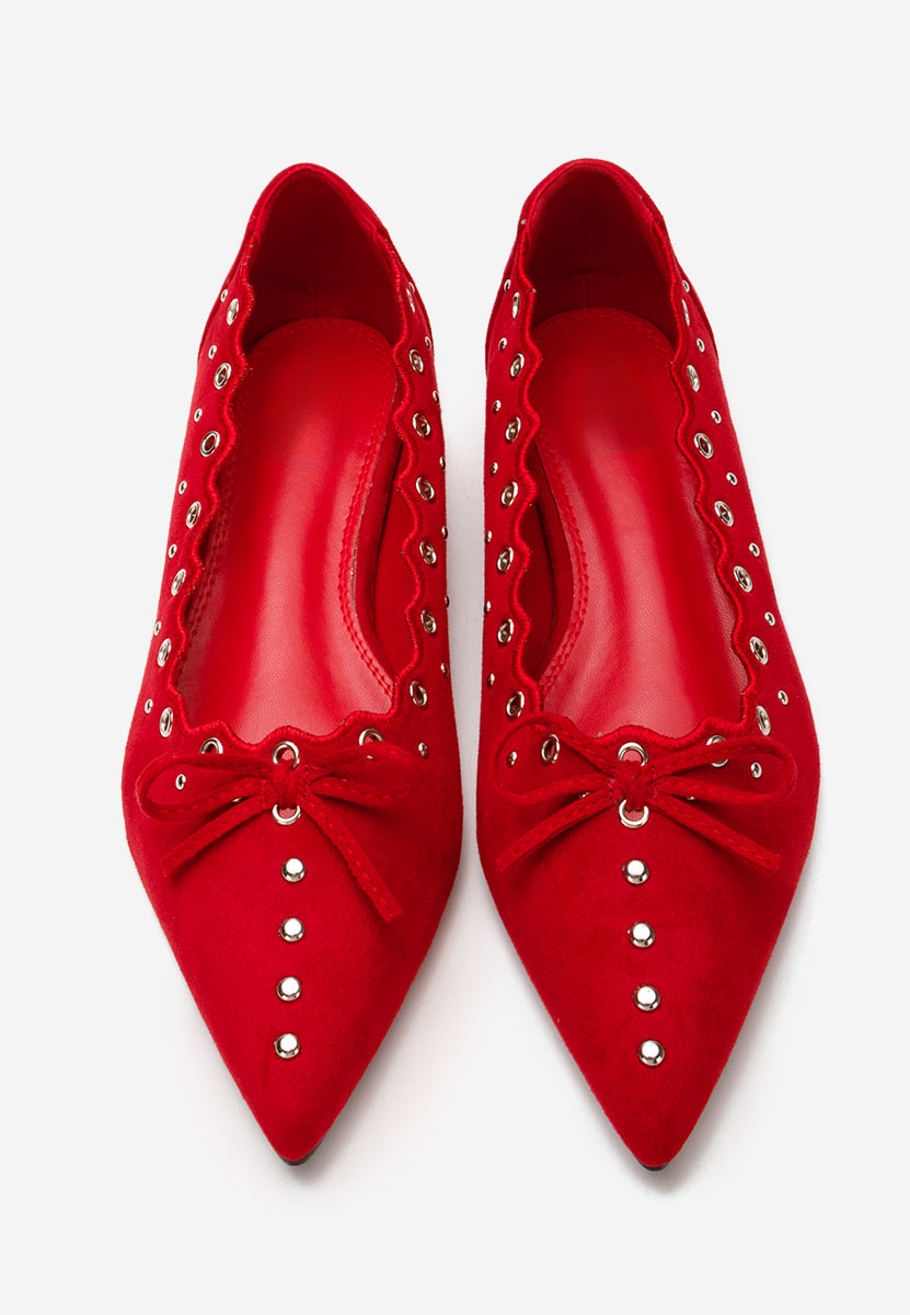 Czerwone eleganckie baleriny Sharyna