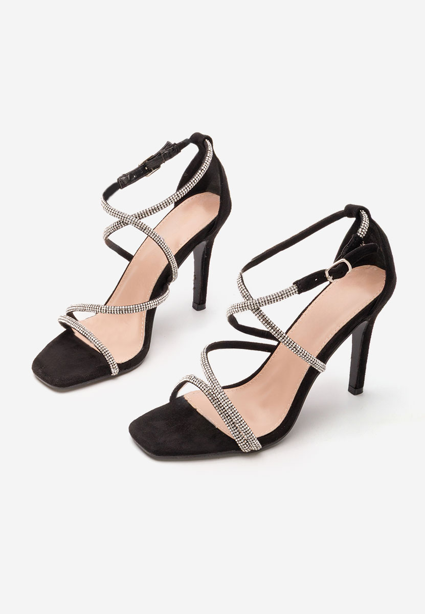 Czarne sandały na szpilce Stephany