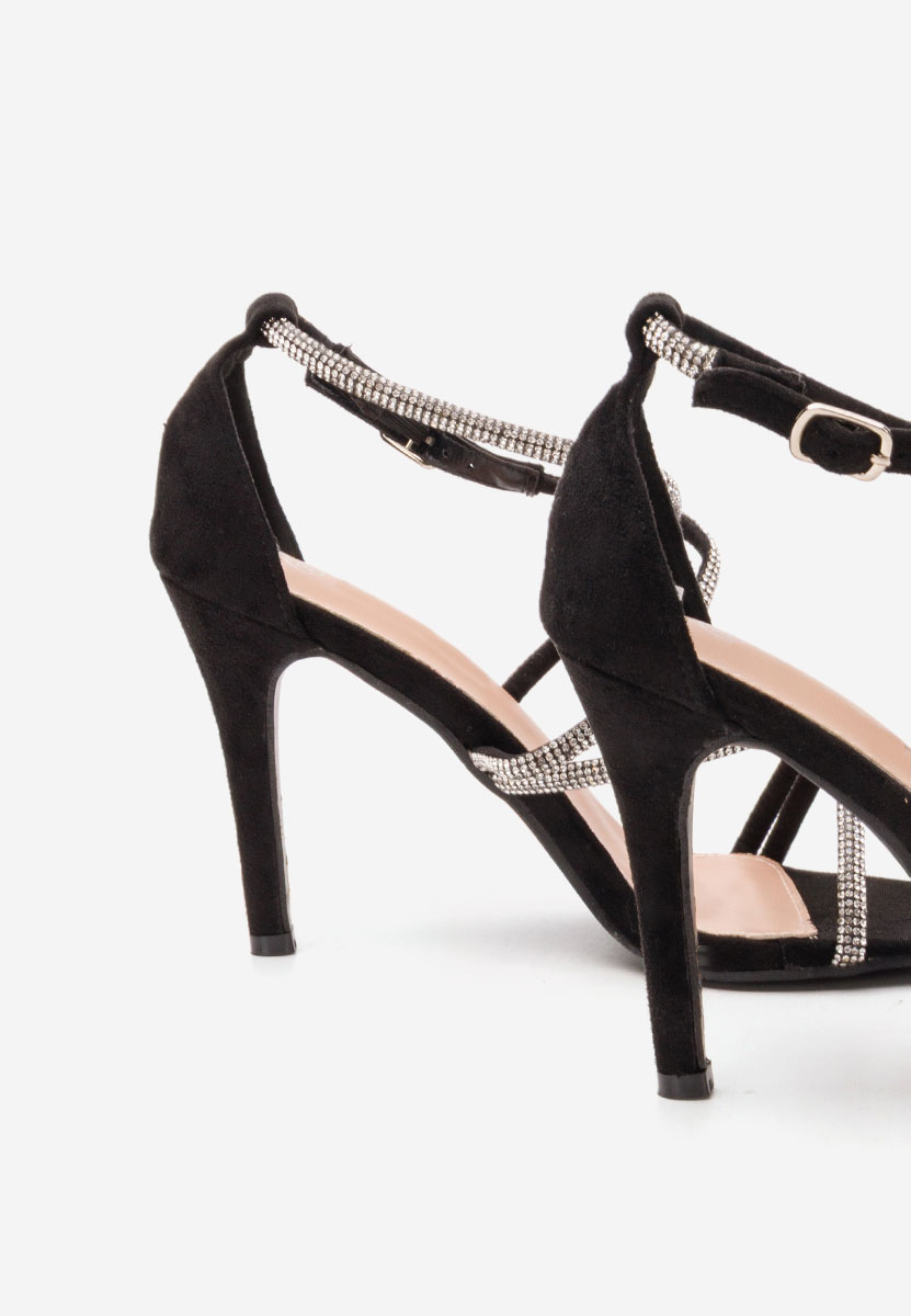 Czarne sandały na szpilce Stephany