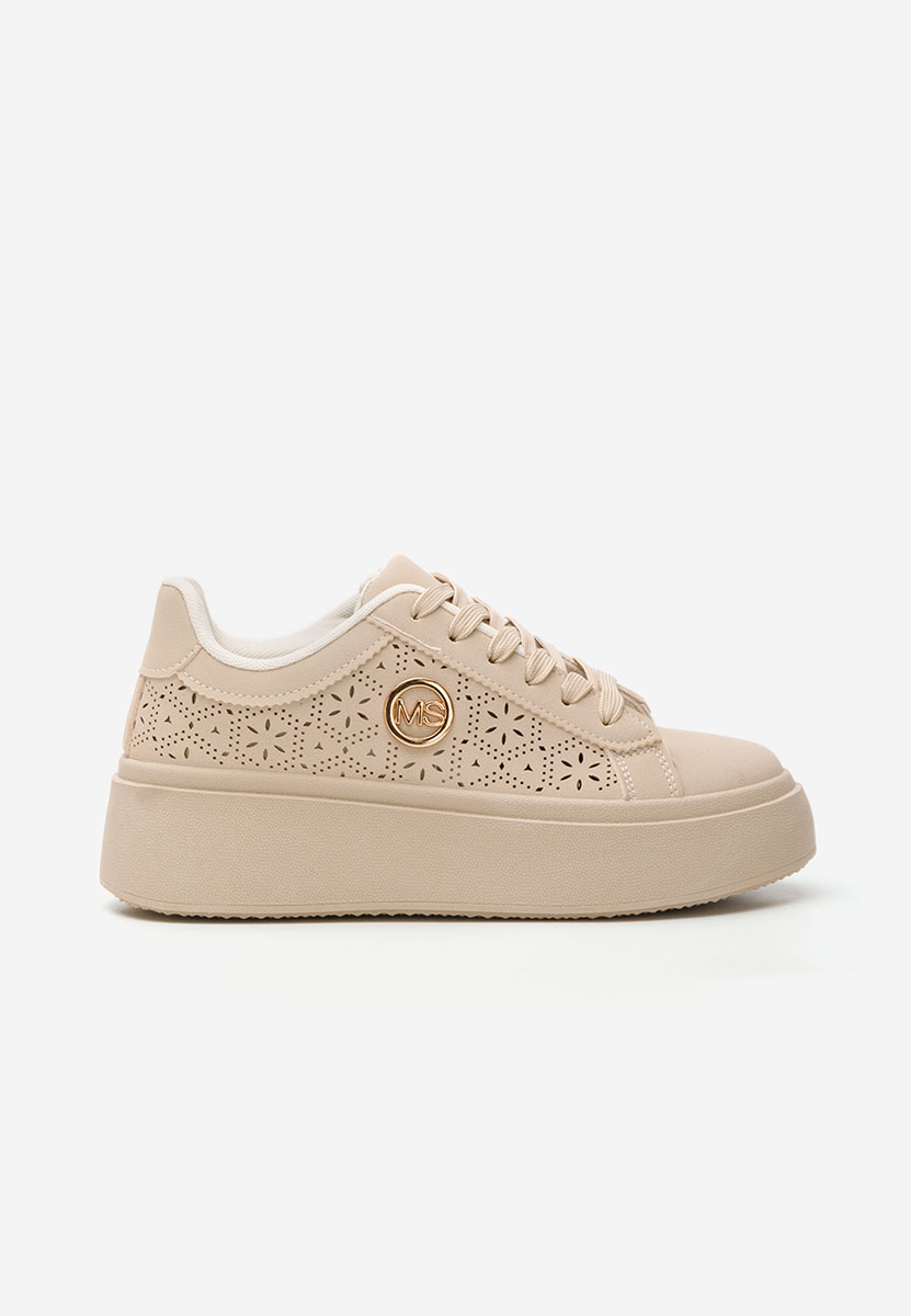 Beżowe sneakersy na koturnie Nidya