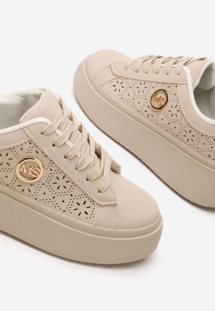 Beżowe sneakersy na koturnie Nidya