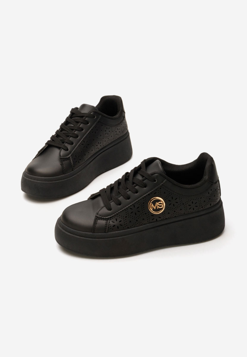Czarne sneakersy na koturnie Nidya