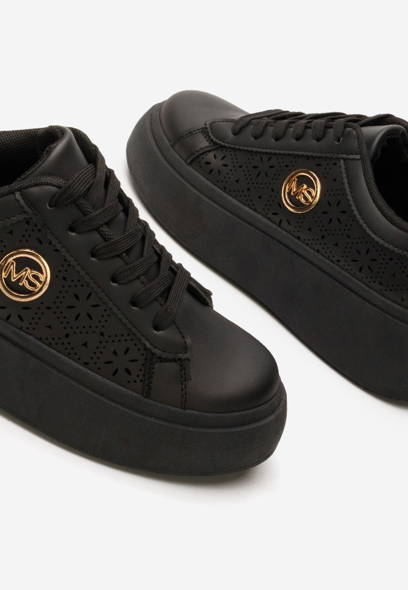 Czarne sneakersy na koturnie Nidya