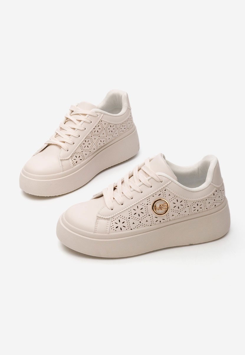 Beżowe sneakersy na koturnie Nidya V2
