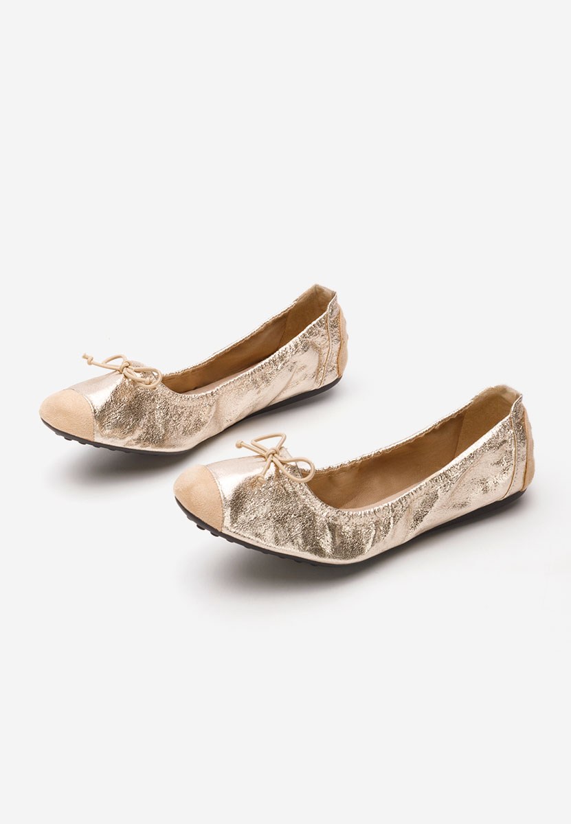 Złote baleriny damskie Amania V2